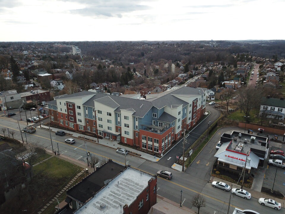 Aerial Shot of Building Front